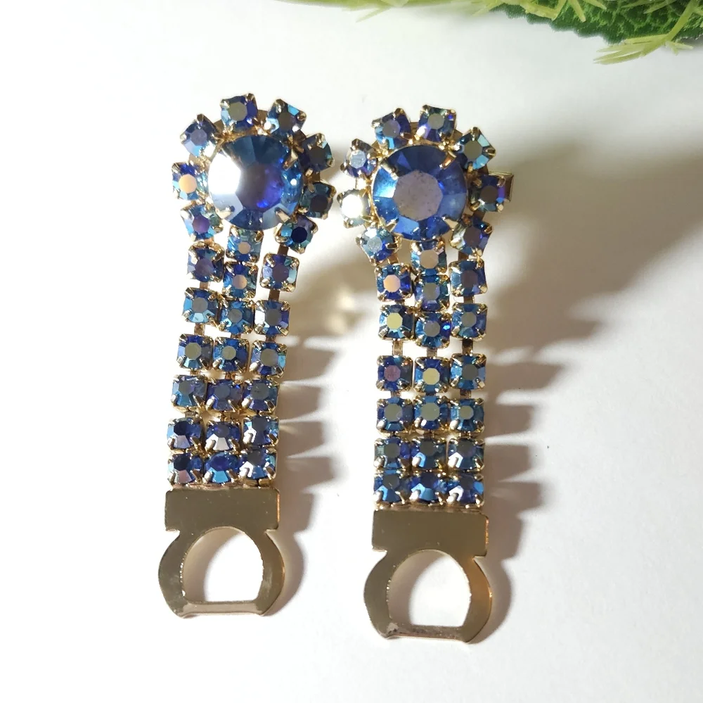 Vintage Di Gino Blue Aurora Borealis Wrap Around Gold Plated Cuff Links Unisex